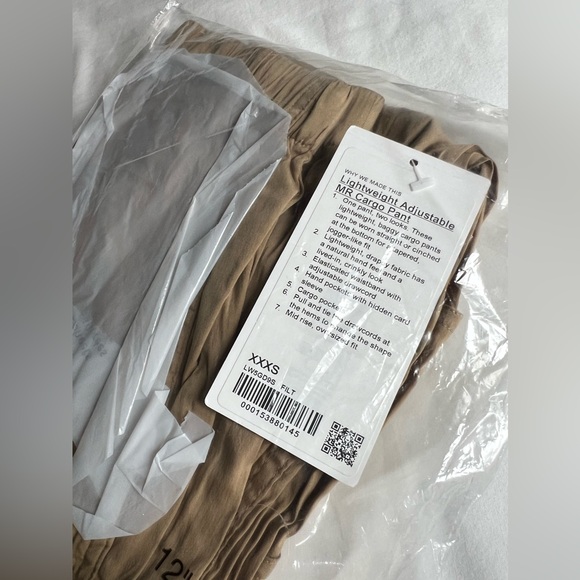 Lululemon Lightweight Adjustable Med-Rise Cargo Pant/ Filbert Tan XXXS - Picture 3 of 7